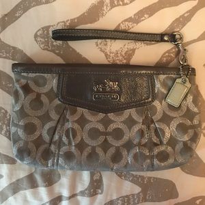 Authentic Grey and Silver Coach Wristlet